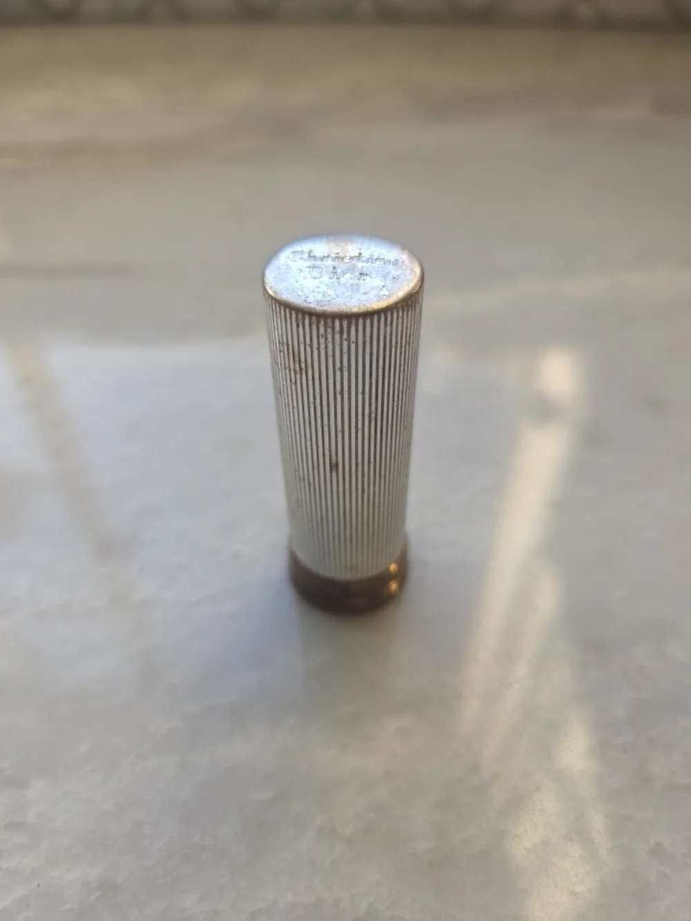 Vtg 60s Christian Dior Silver Tone Ribbed Lipstick Case Only  Collectible Vanity